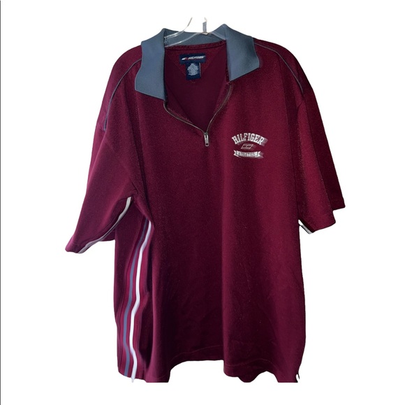 Vintage Tommy Hilfiger Tshirt Half Zipper Small Logo Hilfiger Athletics 💫 - Picture 1 of 5